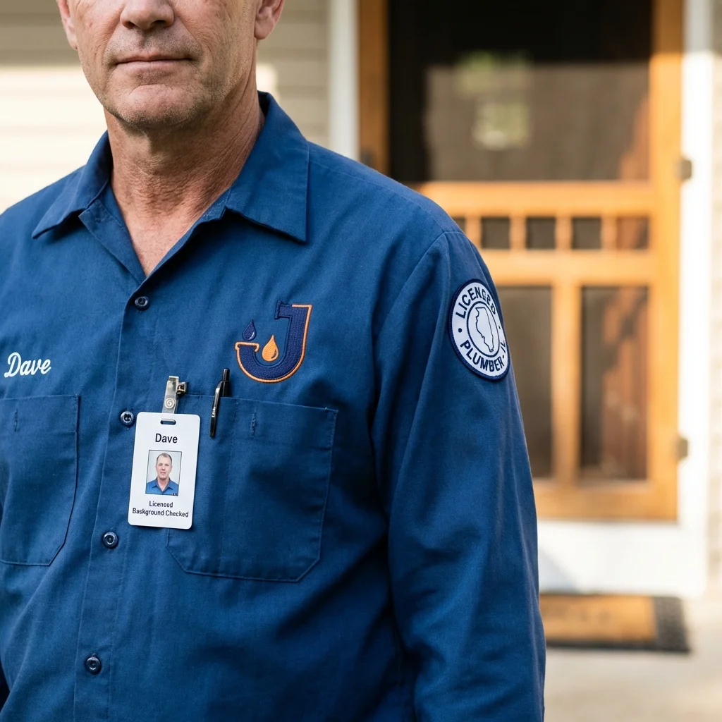 Licensed plumber showing ID badge in Honea Path, SC