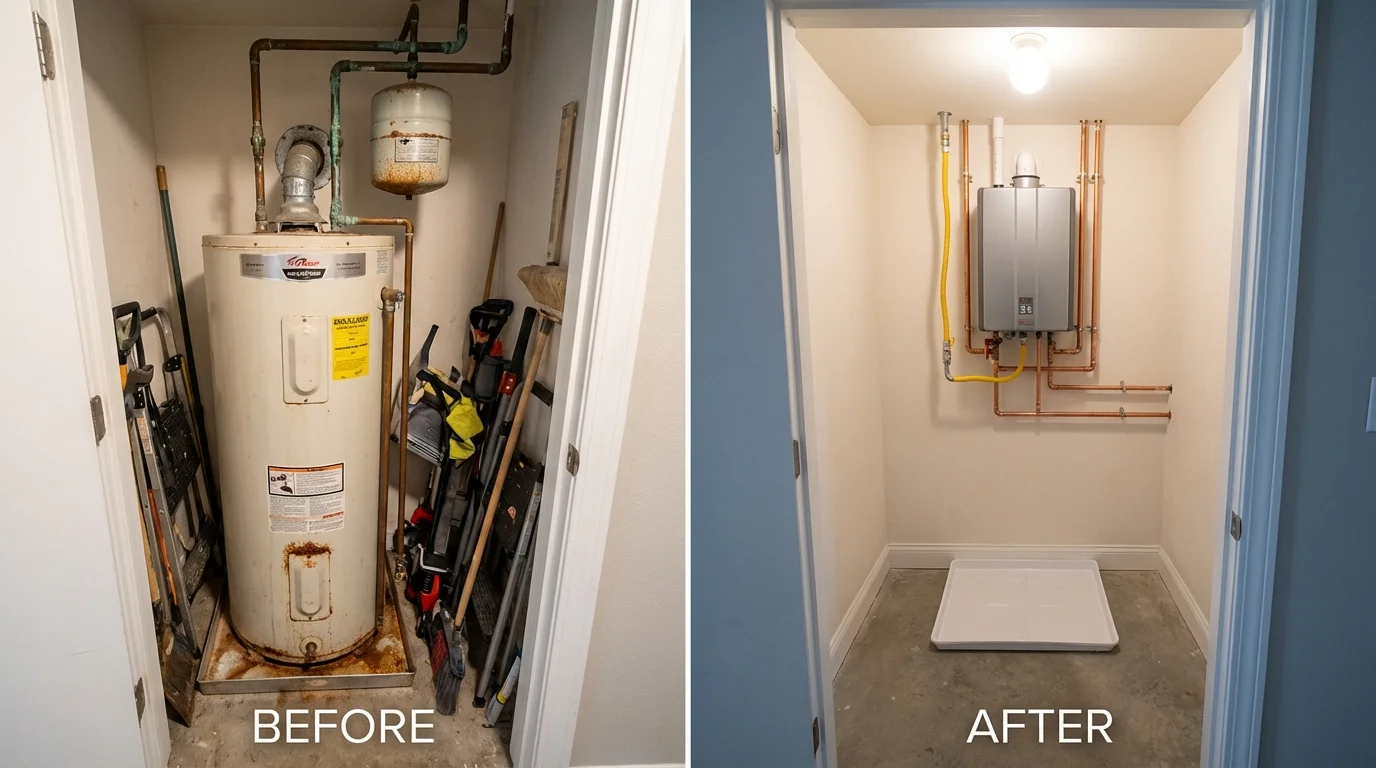 Tank water heater versus wall-mounted tankless unit comparison for Honea Path, SC homeowners