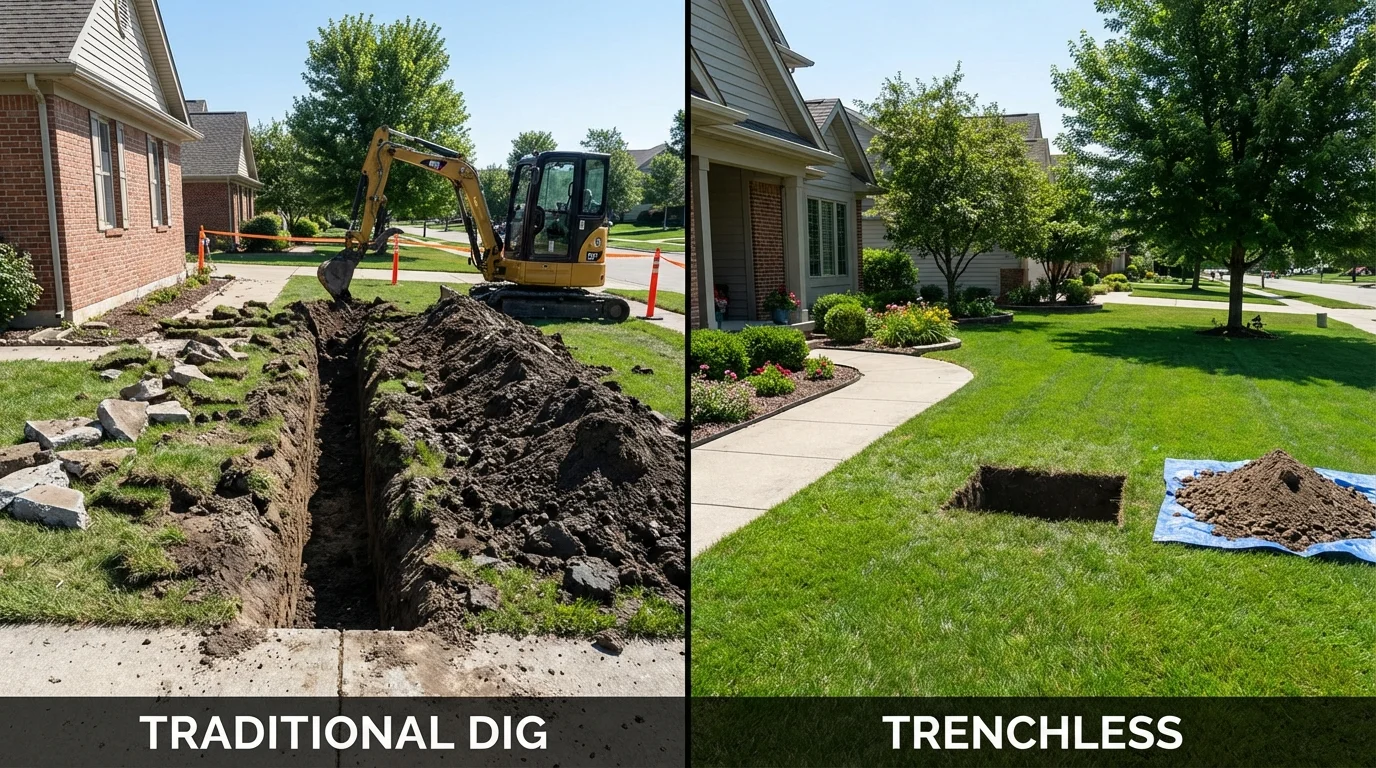 Trenchless sewer repair with minimal yard damage versus traditional excavation in Honea Path, SC